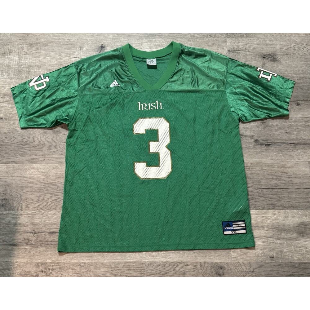 Adidas Notre Dame Fighting Irish Jersey Green #3 XXL Vintage EUC Football